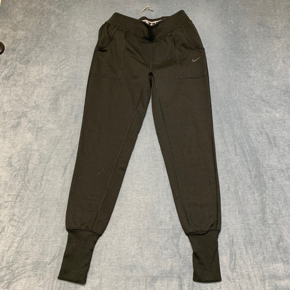 NIke Dri Fit Just Do It Jogger Pants Womens Small Black Elastic Waist Pull On